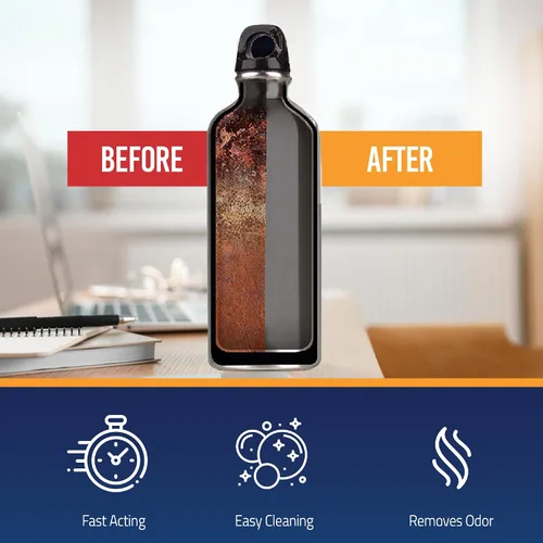 Vista 5 de CleanHike Tabletas de Limpieza para Botellas de Vaso - Ingredientes Completamente Naturales, Excelentes para Todos los Envases de Acero Inoxidable