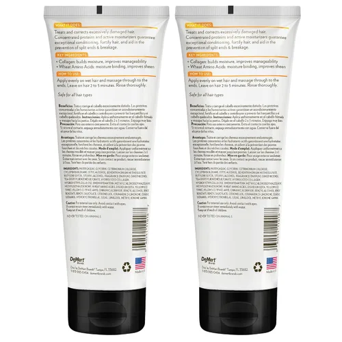 Vista 2 de Hi-Pro-Pac Mascarilla capilar – Reparación del cabello extremadamente dañada – (paquete de 2) 8 onzas líquidas – Máscara de tratamiento de proteínas
