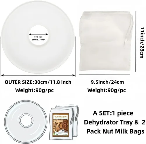 Vista 4 de Paquete de 2 bolsas de leche de nuez con hojas de rollo de frutas, bolsas reutilizables de nailon para coladores de alimentos de 100 micras, bolsas