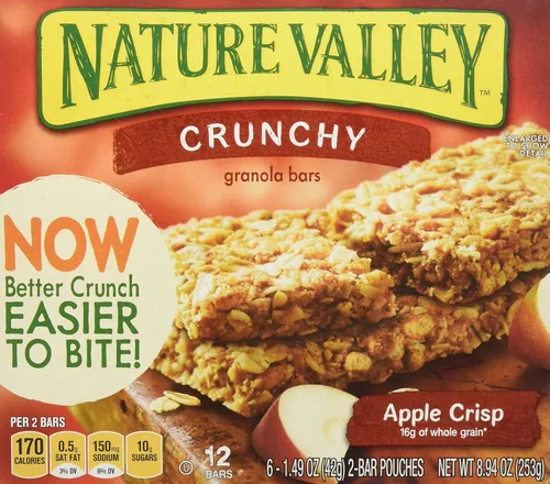Vista 2 de Nature Valley, Barras de granola crujientes, manzana crujiente, 12 unidades, caja de 8.9 onzas (paquete de 4)