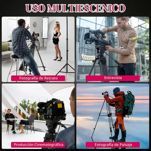 Vista 6 de ULANZI Trípode de video para cámara MT-81 con cabezal fluido de 360 grados, soporte de trípode de aleación de aluminio resistente de 61 pulgadas