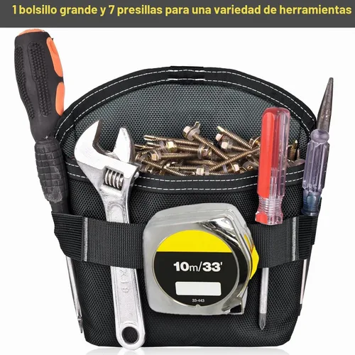 Vista 2 de Bolsa de herramientas SOGCASE para clavos y tornillos con clip para cinturón (XL, Negro)