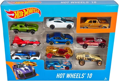 Vista 8 de Hot Wheels Juego de 10 camiones y autos de juguete a escala 1:64 para niños y coleccionistas, los estilos pueden variar [Exclusivo de Amazon]