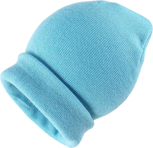 Vista 2 de Gelante Gorro Beanie de Punto Cálido con Dobladillo Liso para Hombres y Mujeres Gorra de Calavera. Azul aguamarina