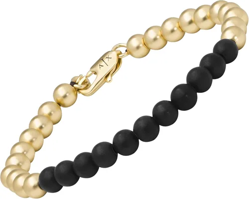 Vista 2 de AX ARMANI EXCHANGE Pulsera de cuentas de latón bicolor para hombre (Modelo AXG0119710), Latón, Sin gemas.