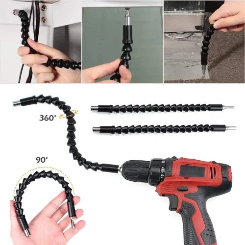 Vista 6 de Juego de extensión de broca flexible y llave de tubo universal, accesorio de taladro de ángulo recto de 105°, juego de adaptadores de enchufe