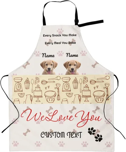 Vista 14 de Delantal personalizado para mujeres y hombres, delantal de cocina personalizado con bolsillos, delantales de chef personalizados