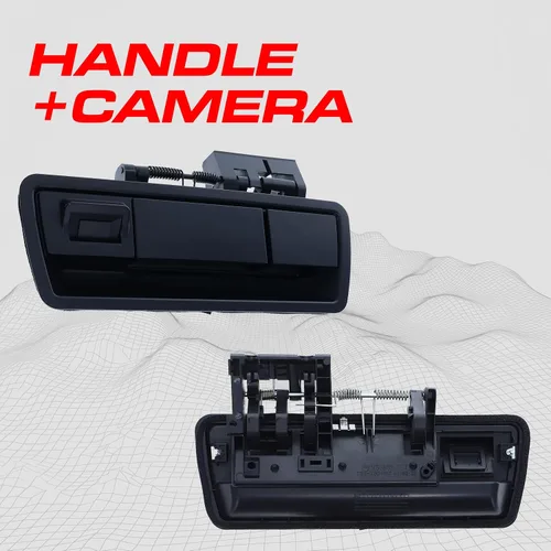 Vista 2 de Master Tailgaters Mango negro para portón trasero con cámara de respaldo de repuesto para Nissan Armada (2004-2015) IP68 impermeable Líneas