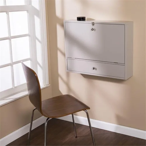 Vista 2 de SEI Furniture Benwick - Escritorio para laptop con montaje en pared, estilo universal, color gris
