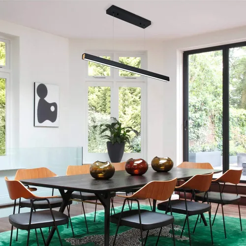 Vista 6 de Lámpara colgante lineal LED de 39.37 pulgadas, luz de mesa de billar regulable de 36 W, luces modernas de isla para cocina, comedor, sala de estar
