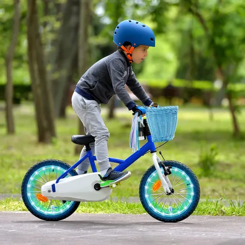 Vista 7 de Hestya Juego de cestas de bicicleta para niños, cesta de mimbre, cesta de bicicleta para manillar para niñas con 2 luces LED para ruedas