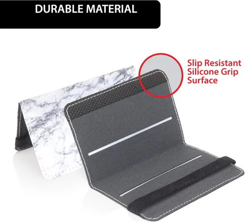 Vista 3 de Tarjetero para teléfono celular, bolsillo para iPhone, Android y todos los teléfonos inteligentes con correa (cinturón de mármol blanco)