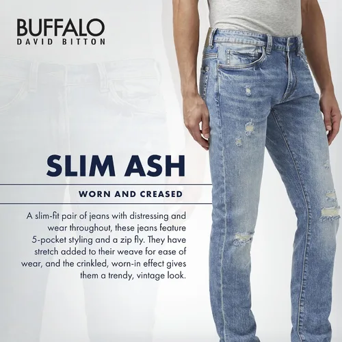 Vista 3 de Buffalo David Bitton pantalones vaqueros elásticos delgados para hombre