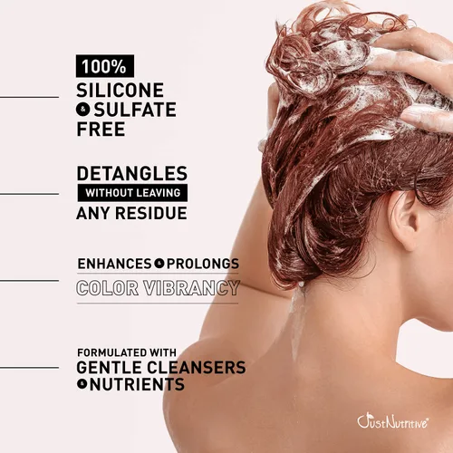 Vista 4 de Just Nutritive Champú, 16 onzas líquidas, protege el color para cabello teñido con sulfato, parabenos, silicona, libre de crueldad, hecho a mano