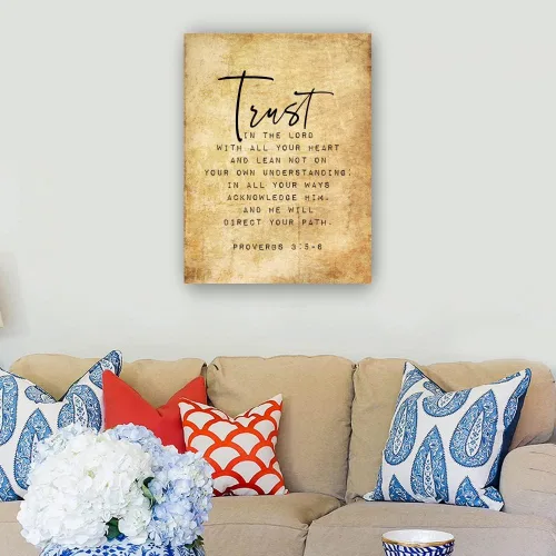 Vista 4 de Proverbios 3, 5-6, arte de pared con cita bíblica, pósteres de escritura para pintura del hogar, impresiones artísticas, fotos, decoración de Sin