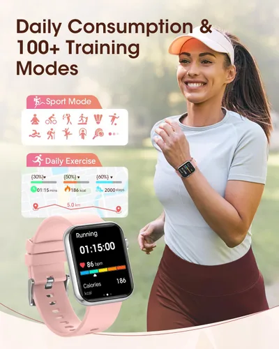 Vista 5 de Reloj inteligente para iPhone Android, relojes de fitness para gusanos con monitor de sueño/frecuencia cardíaca/spO2/presión arterial, reloj