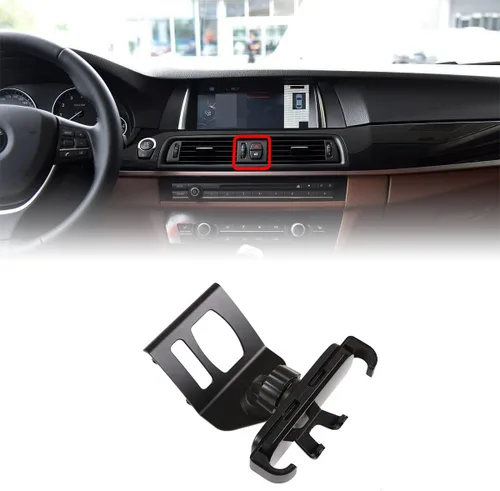 Vista 10 de Soporte giratorio para teléfono celular de 360 grados Soporte para teléfono móvil Negro (imán) para BMW Serie 5 F11 F10 F07 2010-2016 (negro)