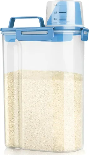 Vista 11 de Viretec Recipiente de almacenamiento de arroz, dispensador hermético de alimentos secos de 15 a 20 libras, recipiente de comida para mascotas