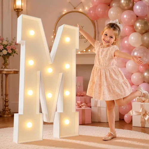 Vista 44 de imprsv Letras iluminadas grandes de 3 pies, letras iluminadas de marquesina para fiesta de cumpleaños (3 pies, letra y )