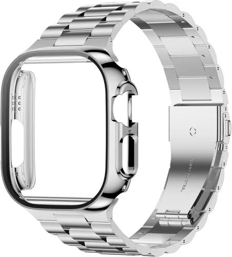 Vista 11 de iiteeology - Correa compatible con Apple Watch de 1.49" (38mm) Serie 3 2 1, correa mejorada de acero inoxidable con protector de pantalla