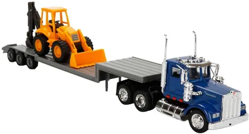 Vista 3 de Newray 1:43 Remolque Kenworth W900 con retroexcavadora Replica a escala 1/43
