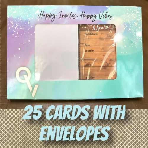 Vista 5 de 25 invitaciones rústicas y 25 sobres para bodas, despedidas de soltera, cumpleaños, compromisos, despedidas de soltera. Este estilo rústico