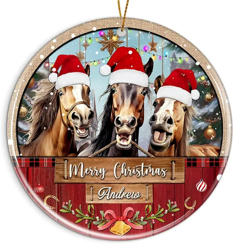 Vista 10 de Adorno personalizado para la primera Navidad del bebé 2025 con nombre personalizado, lindo oso en la luna, adornos redondos, regalo de primer