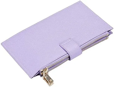 Vista 4 de Travelambo Cartera para mujer con múltiples tarjetas y monedero de cuero para apretar