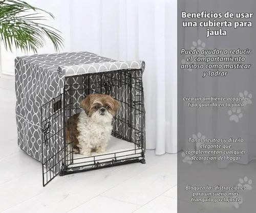 Vista 2 de MidWest Homes for Pets Funda para jaula para perros pequeños con protector de tela de Teflon, funda de privacidad de poliéster y algodón