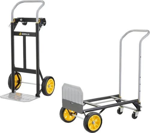 Vista 9 de Gorilla - Camión de mano de acero convertible resistente, capacidad de 600 libras Convertible steel hand truck for movers who need both an upright