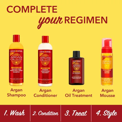 Vista 6 de Creme of Nature, Tratamiento de aceite de argán, ayuda a reparar el cabello seco dañado, evita la rotura, antiencrespamiento, 3 onzas líquidas