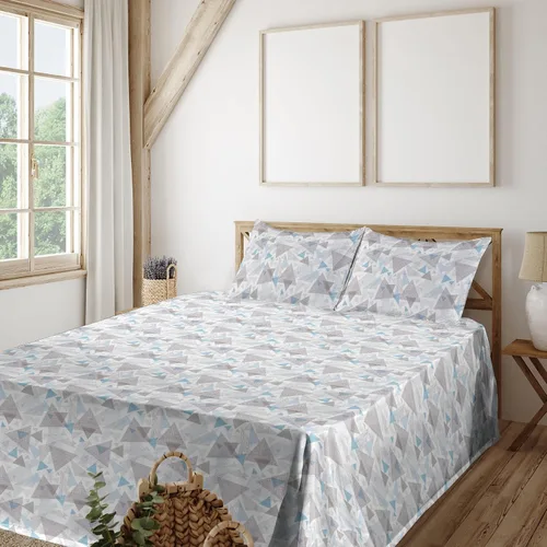 Vista 26 de Ambesonne Floral Sheet Set, Nature Themed Oversimplified Blossom Shaped Pattern Print Artwork, Fitted and Flat Sheet with Pillowcases Bedding Accent