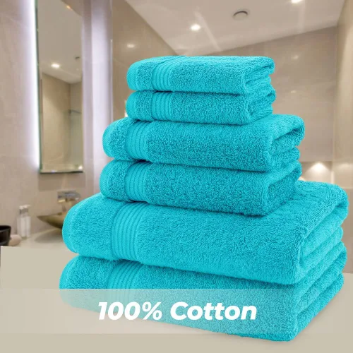 Vista 2 de American Bath Towels Juego de 6 toallas turcas de 100% algodón, ultra suaves, absorbentes, 2 toallas de baño, 2 toallas de mano, 2 toallas pequeñas