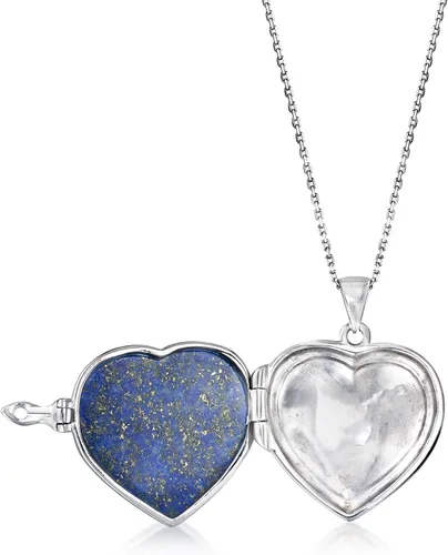 Vista 3 de Ross-Simons Collar con colgante de corazón de lapislázuli en plata de ley. 18 pulgadas, Gema, lapislázuli