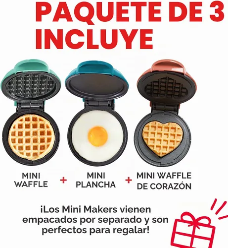 Vista 6 de [Usado] DASH Mini Maker Juego de Regalo de 3 Piezas, Mini Waflera + Mini Waflera en Forma de Corazón + Mini Plancha Mini Maker