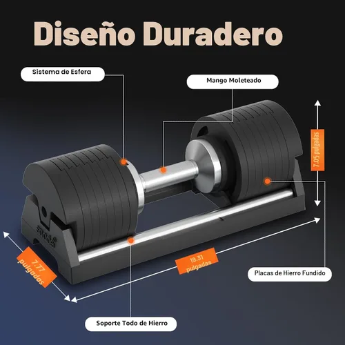 Vista 7 de SNODE AD80 Drop Proof 80 lbs Adjustable Dumbbell Set -Exhaustion Training Weights Adjustable Dumbbells with Cast Iron Plates and Cradle, Knurled