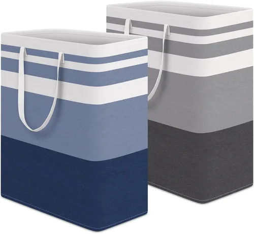 Vista 19 de HomeHacks - Paquete de 2 cestas grandes para ropa sucia, bolsas para ropa sucia (azul 75 pulgadas de largo x 2)
