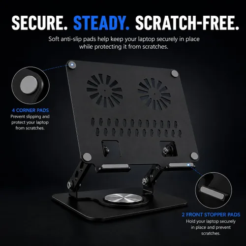 Vista 6 de Soporte ajustable para laptop, soporte para computadora con base