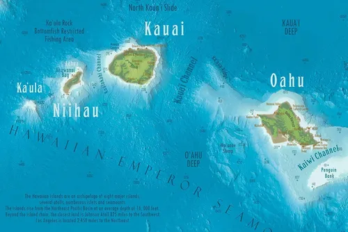 Vista 7 de Hawaii Map Wall Art - Framed Hawaii State Map With Travel Destinations - 36x24 Inches - Includes 500 Pins - Hawaiian Wall Art- Designed by a