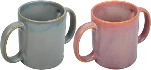Vista 6 de HealthGoodsIn Juego de 2 tazas de doble asa (taza de doble agarre) para una sujeción segura, 11.83 onzas líquidas (color pastel)