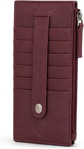 Vista 19 de Leatherboss - Funda para tarjetas todo en uno, cartera delgada con correa de protección para tarjetas, Beige, Cartera con tarjetero