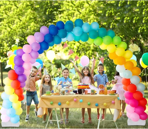 Vista 4 de Gueevin 4 soportes para arco de globos, bolsa de agua pesada para soporte de columna y kit de arco, soporte de globo para fiesta, boda, graduación