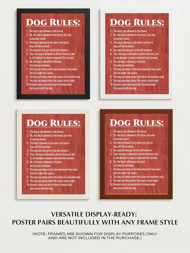 Vista 8 de AMERICAN LUXURY GIFTS Dog Rules - Divertido arte de pared de animales - Decoración de cocina y entrada - Impresión sin marco de 11 x 14 pulgadas