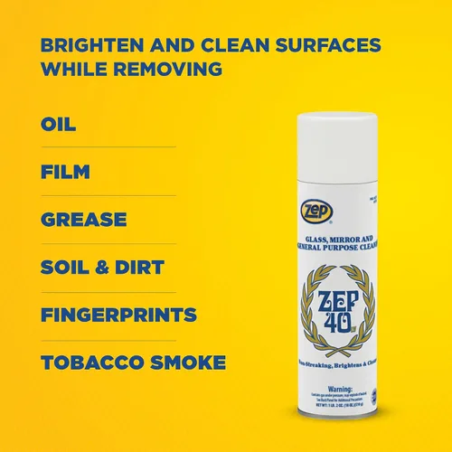 Vista 4 de Zep Aerosol limpiador sin rayas de 40 LV - 18 onzas (caja de 12) 322901 - Limpiador de vidrio, espejo y uso general - Disponible para enviar a