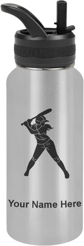 Vista 37 de LaserGram Botella de agua personalizada de 32 onzas, jugador de softbol Regalo grabado para jugadores de sóftbol, acero inoxidable aislado al vacío