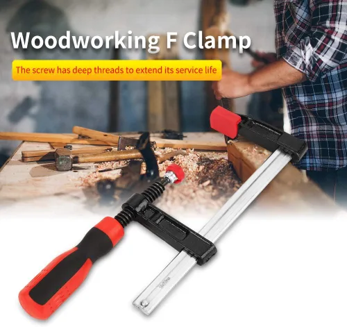 Vista 3 de Abrazaderas F resistentes – Juego de clips de barra de carpintería, kit de herramientas ajustables de bricolaje de 4 piezas, para deslizamiento