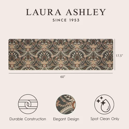 Vista 3 de Laura Ashley Juego de tapetes de cocina antifatiga Diseño floral Almeida Resistente a las manchas, el agua y la decoloración Alivio de cocina