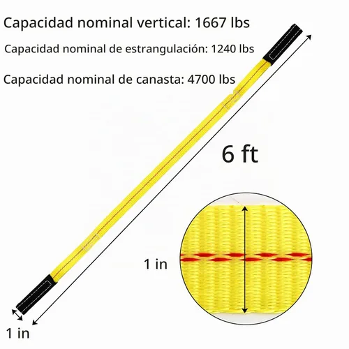 Vista 2 de TOPZEA Paquete de 4 correas de elevación de 6 x 1 pulgada, correas de remolque de nailon duraderas con 2 trabillas anchas y planas, correa