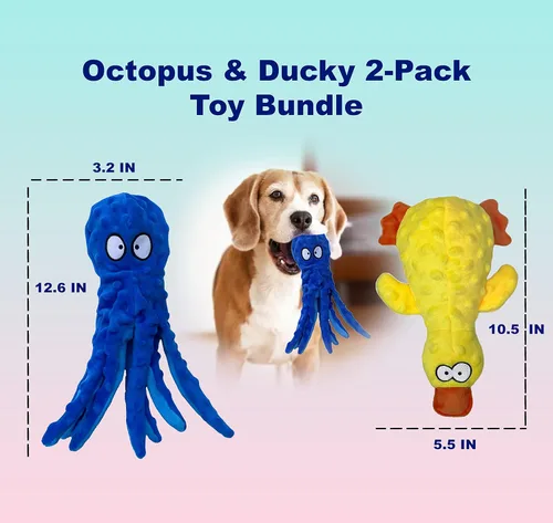 Vista 6 de Juguetes chirriantes para perros para razas pequeñas, medianas y grandes, resistentes, duraderos y suaves juguetes de peluche arrugados