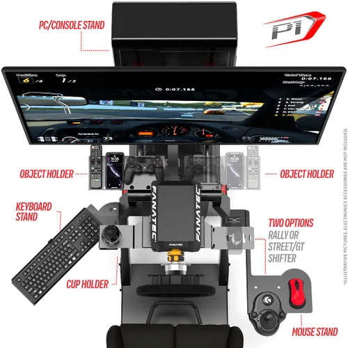 Vista 3 de Extreme Sim Racing Wheel Stand Advanced Cockpit P1 Black Edition Racing Simulator For Logitech G29, G920, G923 Thrustmaster Fanatec Simagic - DIRECT